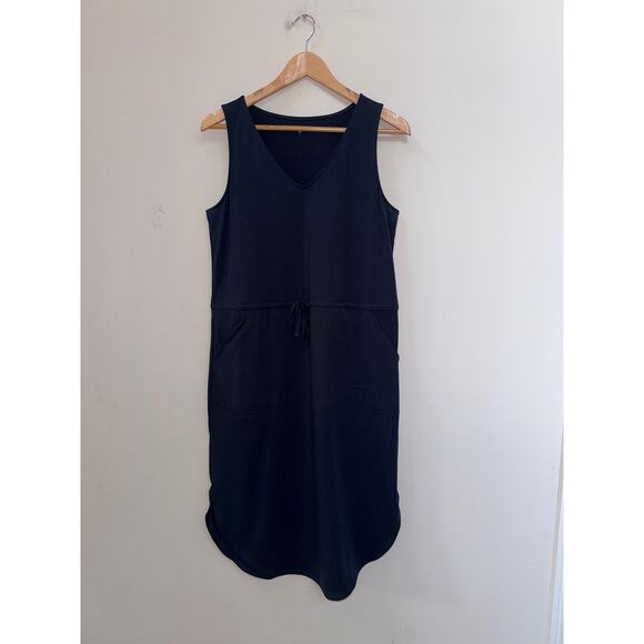 Garnet Hill Recycled Easy Knit Tank Dress Navy Blue Coastal Nautical Beach Small - Picture 2 of 8